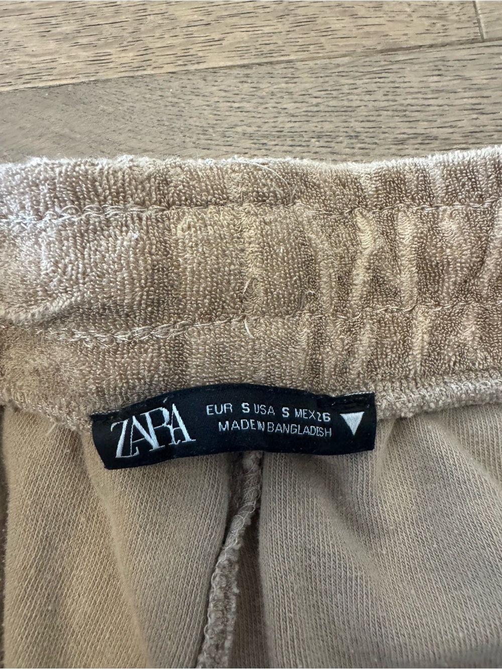 Zara Beige Terry Drawstring Athletic Shorts - Picture 2 of 3